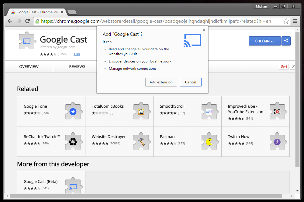 google chrome cast extension